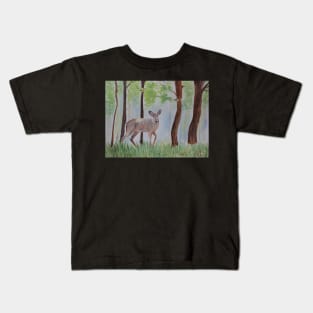 Deer in the Forest Watercolor Painting Kids T-Shirt